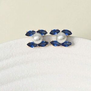 Elegant Blue and Pearl Earrings NWT